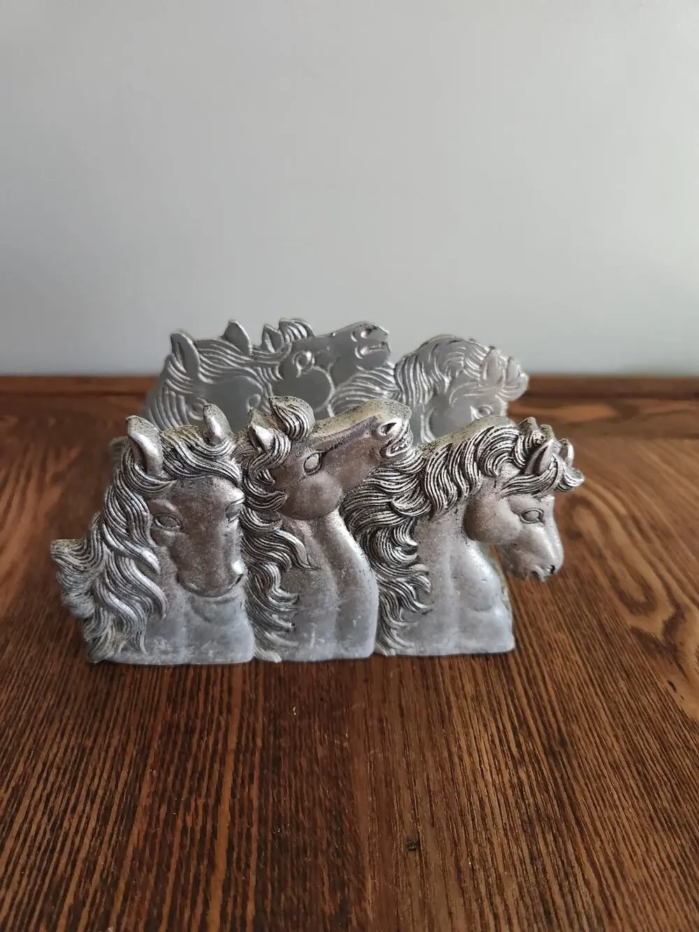 Vtg Arthur Court Cast Aluminum Wild Horses napkin holder 1990